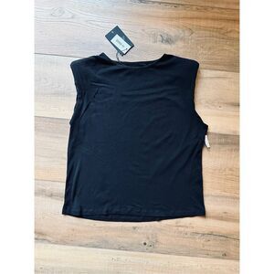 4th & Reckless Tank Sleeveless Top Size 8 Black Stretchy Women's Padded Shoulder